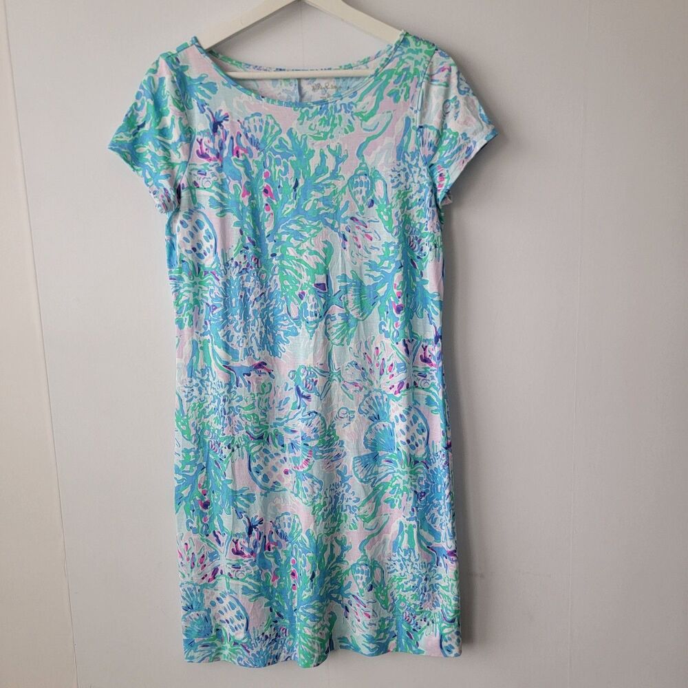 LILLY PULITZER Women's Marlowe Boatneck T-shirt Dress size S cup sleeve